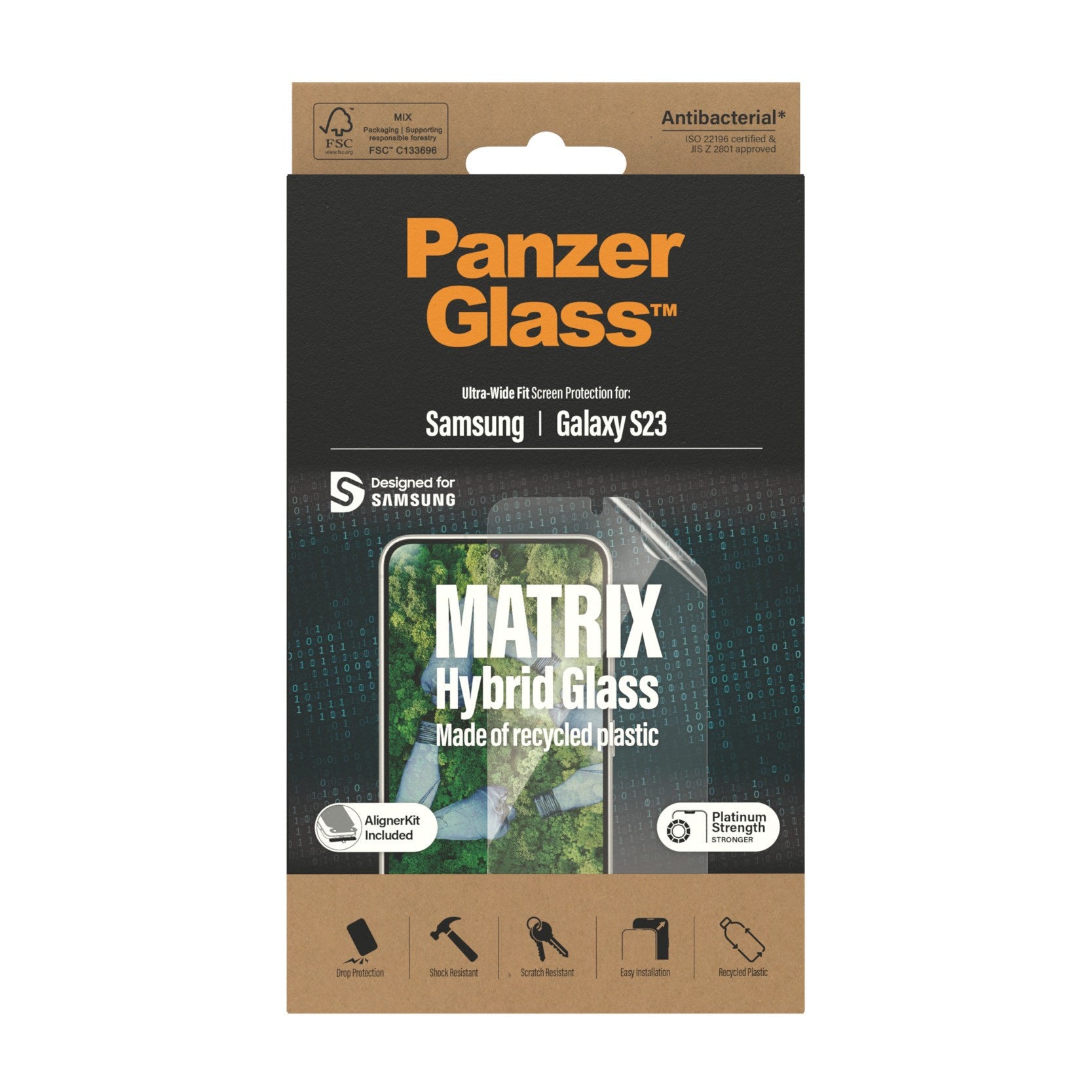 PanzerGlass® ECO MATRIX Displayschutz Samsung Galaxy S23 | Ultra-Wide Fit m. AlignerKit